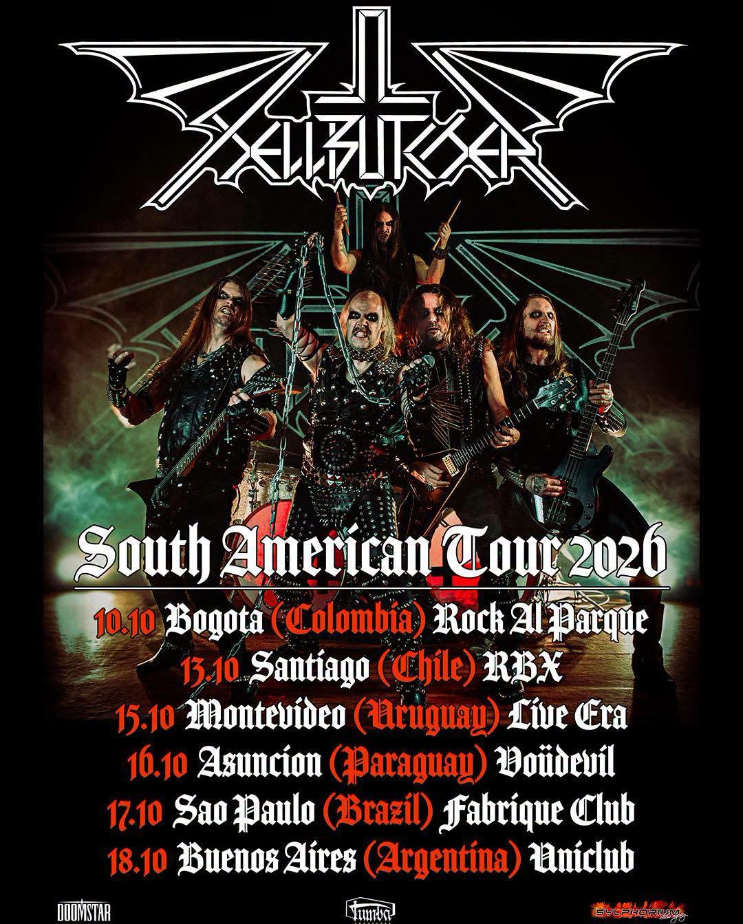 HELLBUTCHER South American Tour 2026 poster